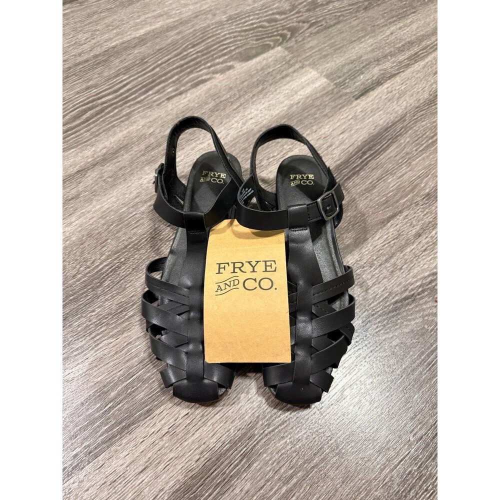 Frye and Co. Women’s Black Leather Strappy Gladiator Flat Sandals Size 7.5 - Picture 7 of 11
